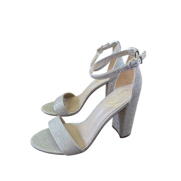 Sam Edelman Sandals Womens Size 9 Gold Ankle Strap Glittery Heels - Picture 1 of 5